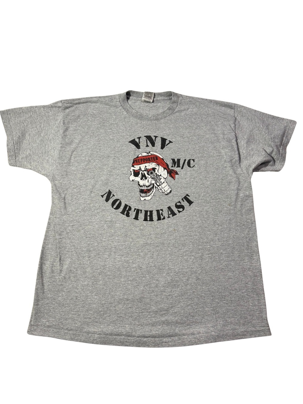 Vietnam Veteran MC Northeast Chapter Cotton Gray Skull Biker Graphic T-Shirt 2XL